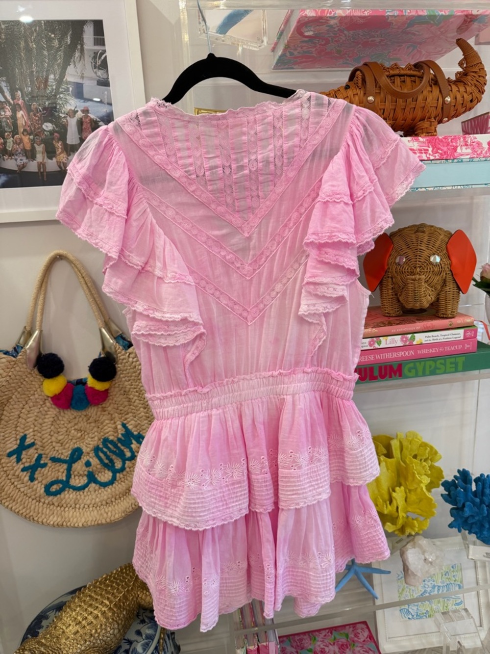 New Loveshackfancy Gwen Dress Peony Pink Size Medium - Picture 7 of 17